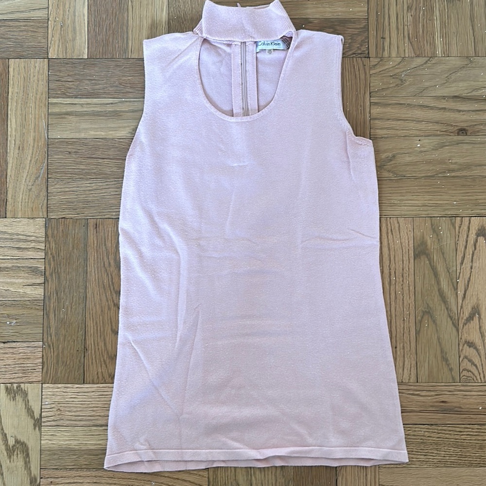 NWOT Calvin Klein Pink Cutout Mock Neck Tank